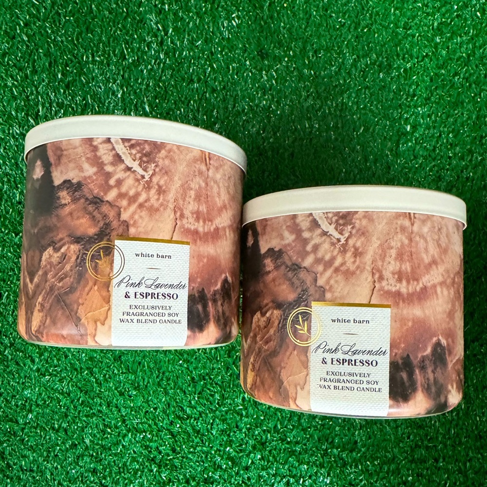 2 Pink Lavender & Espresso Candles